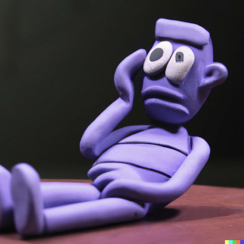a representation of anxiety, claymation cartoon